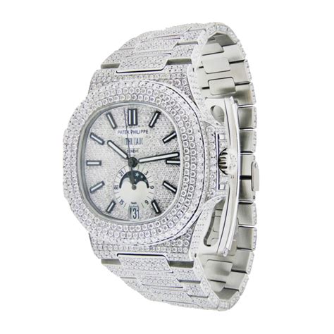 iced out patek replica watches|patek philippe nautilus full diamond.